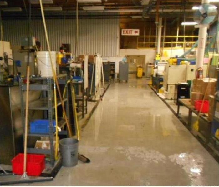 water line burst and flooded the floor and inventory.