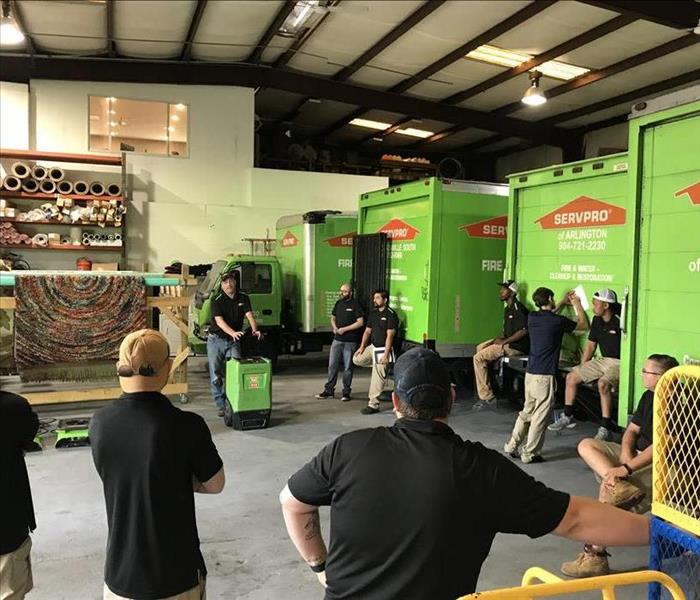SERVPRO team at team instruction class at warehouse