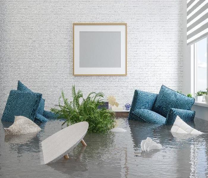 Flooding Room With Blank Frame Hanging On The Wall