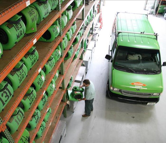 SERVPRO warehouse with drying equipment