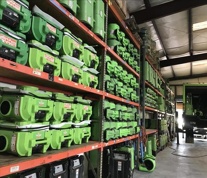 shelved air dryers in warehouse